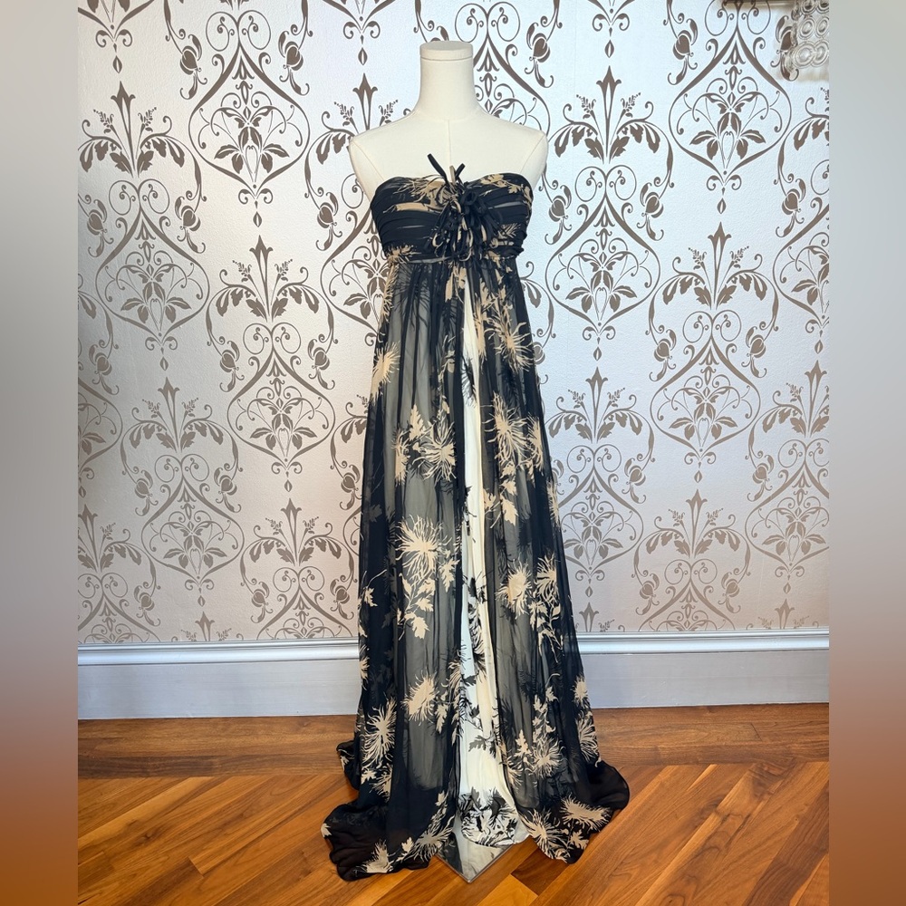 NWT RobertRodriguez 100% Silk Strapless Floral Gown Empire Waist Size 4 Designer